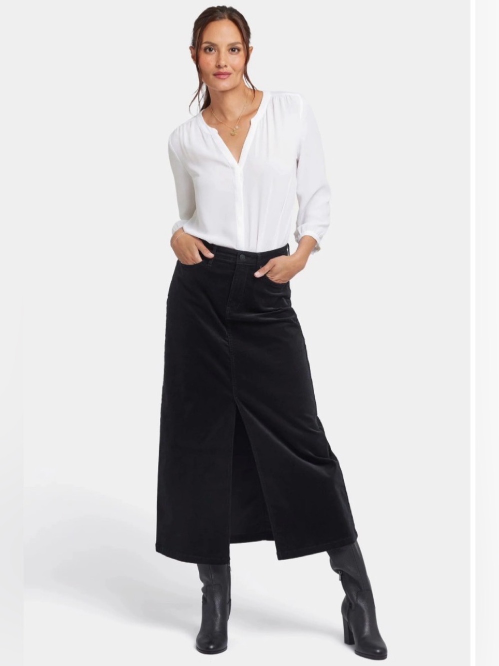 NYDJ Corduroy Long Skirt with Front Slit- Brand New With Tags